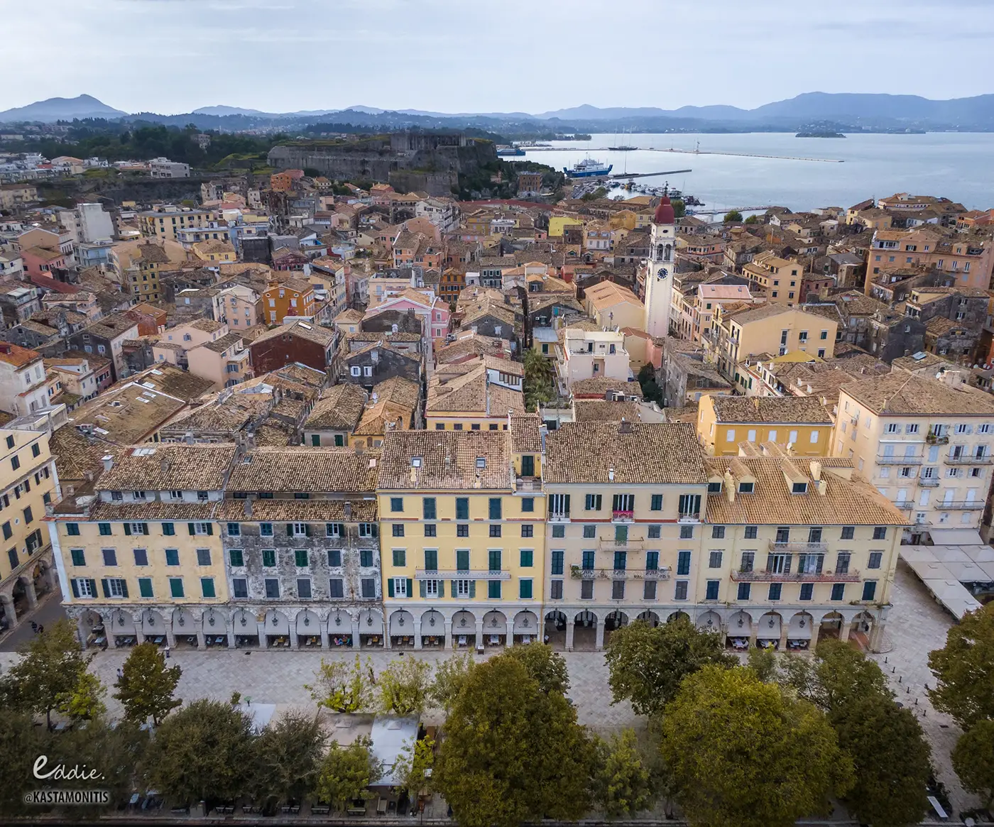 The Old Fortress of Corfu seen across the Spianada